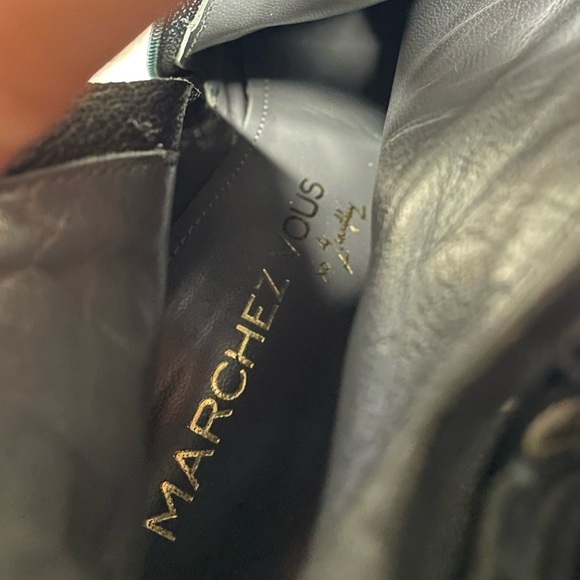 Marchez Vous heeled ankle boots black suede made in Italy women’s size 7 1/2 - Picture 2 of 9